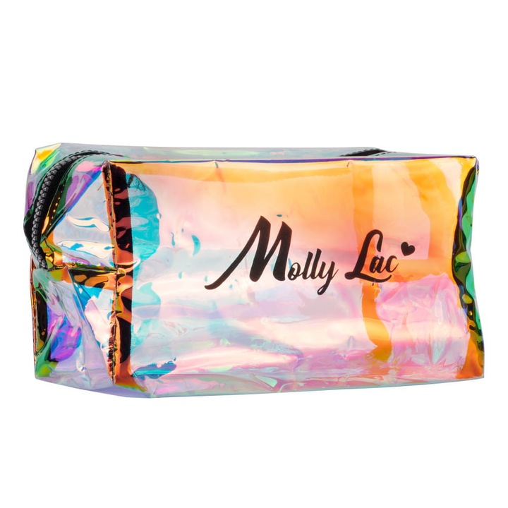 Geanta holografica pentru cosmetice Molly Lac, 19.5x10x8.5 cm, Multicolor