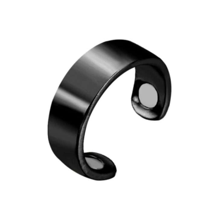 Inel antisforait cu efect terapeutic, CRT, Snore Stop, Terapie magnetica prin presopunctura, Negru