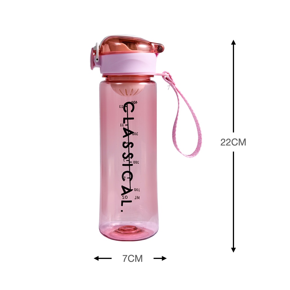 Бутилка, 500 ml, пластмаса, с каишка, розов - eMAG.bg