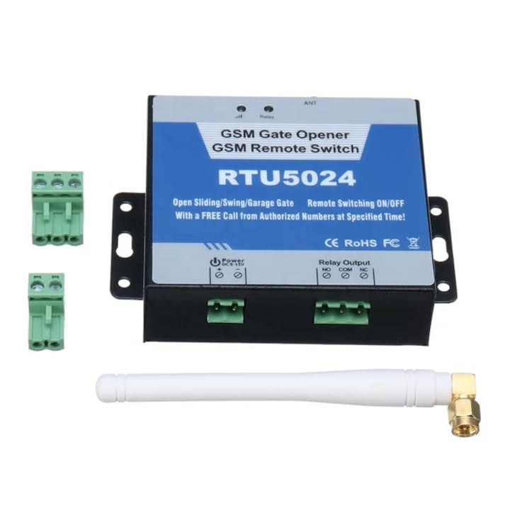 GSM kapunyitó relé RTU5024, távirányító hívással/sms-sel, távolságkorlátozás nélkül, Frekvencia 850/900/1800/1900 MHz