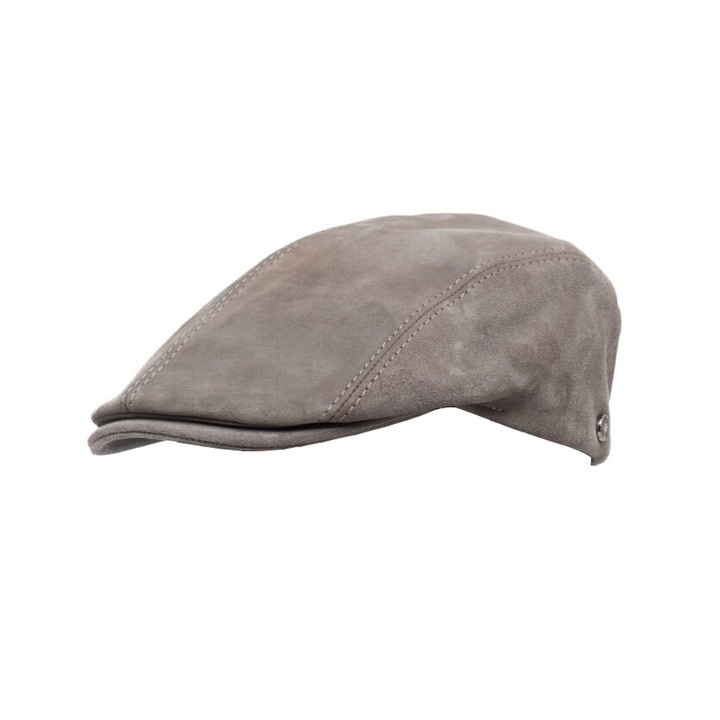 Sapca barbati Duffy, gri, textura fina, piele suede