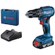 Masina de gaurit si insurubat (bormasina) pe acumulator cu percutie Bosch Professional 185-LI 06019K3101, 18 V, 1900 RPM, 21/50 Nm, 20+2 trepte torsiune, 35 mm diametru maxim gaurire, acumulator 2 Ah, incarcator, valiza profesionala