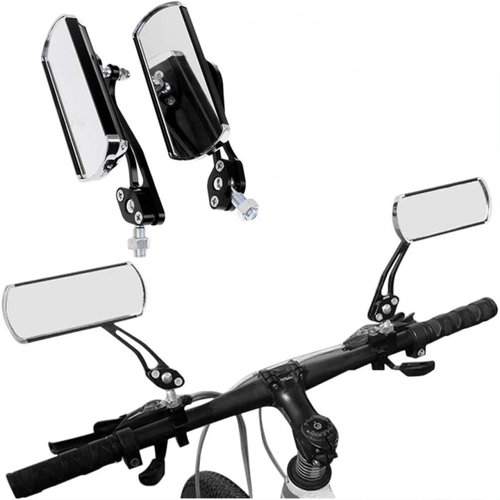 Set 2 oglinzi retrovizoare pentru bicicleta, Zola®, reglare 360 grade, dimensiune sticla 12x4.5 cm