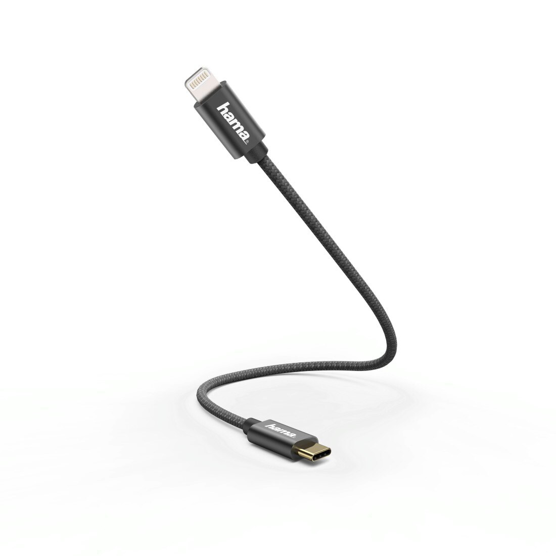 Cablu de incarcare/date, USB-C - Lightning, 0,2 m, negru, Hama