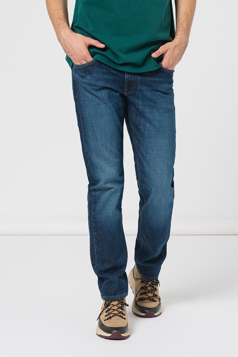 Lee, Blugi cu talie medie si croiala dreapta, Bleumarin