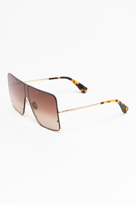 Max Mara, Ochelari de soare cu rama metalica, 60-0-135 Standard, Auriu/Maro