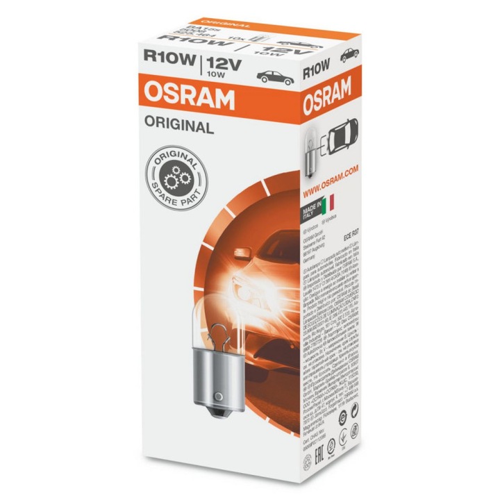 Set 10 becuri auto auxiliare cu halogen Osram R10W, 12V