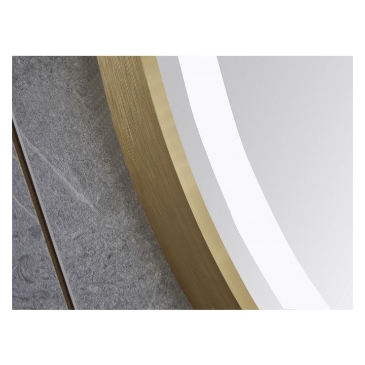 Oglinda Florin Art cu iluminare led, functie dezaburire, 70 cm, rotunda, rama aurie