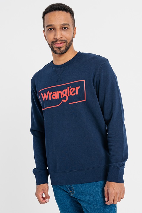 Wrangler, Суитшърт със стандартна кройка и лого, Червен/Тъмносин