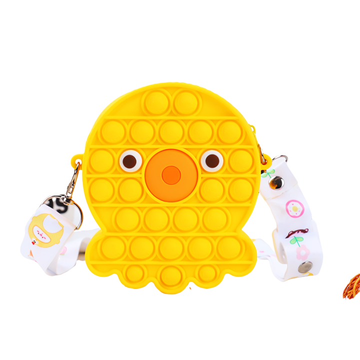 Umar Interactive Pop IT NOW Szilikon stresszoldó táska, cipzárral és övvel, polip, sárga, + 3 év, Utility One