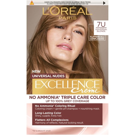 Vopsea de par permanenta fara amoniac L'Oreal Paris Excellence Universal Nudes 7U Blonde, 192 ml