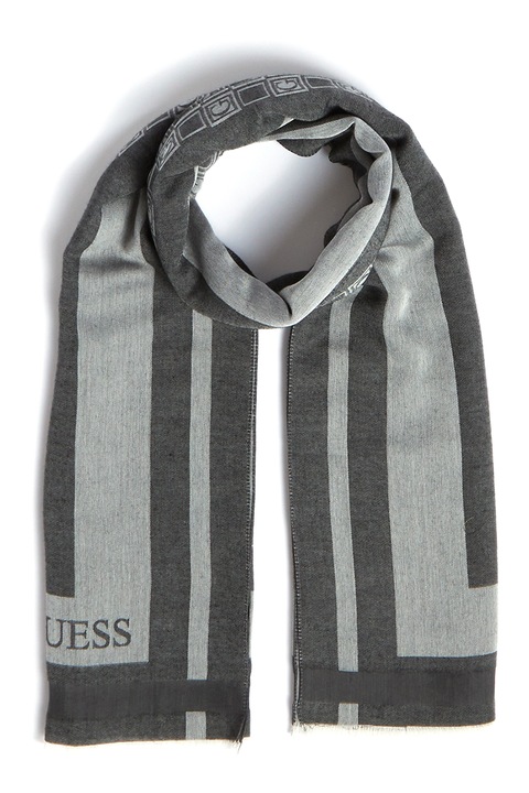 Guess, Шал от модална смес с щампа на лого, Светло сиво, Антрацитно сиво