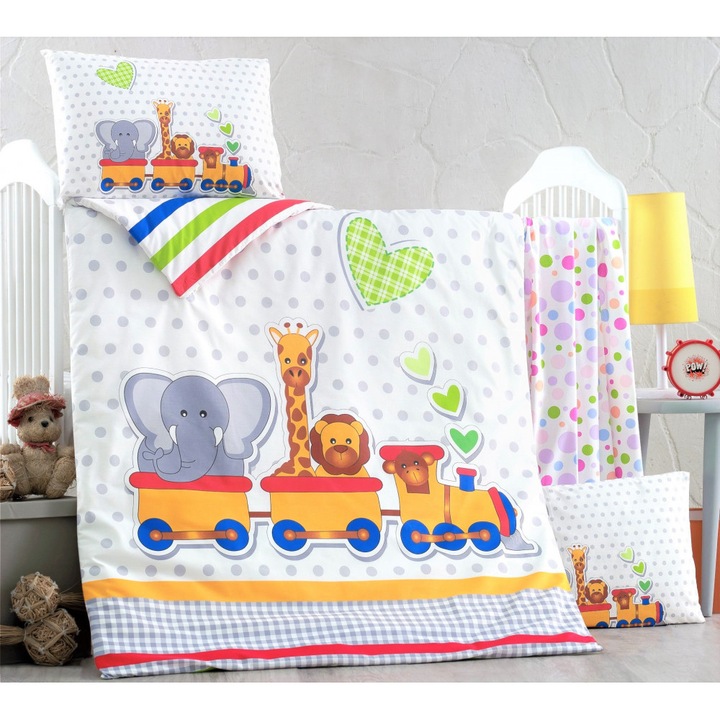 Set lenjerie 6 piese Bumbac Ranforce Madagascar 120x60 cm