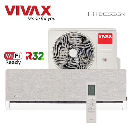 Aer Conditionat VIVAX ACP-12CH35AEHI Silver H+ Design R32, Wi-Fi Ready, Inverter, 12000 BTU/h, Ionizator, Flux de aer 3D, I Feel, Filtrare Bio Hepa, Auto Swing, Functionare Silentioasa, ecran LCD