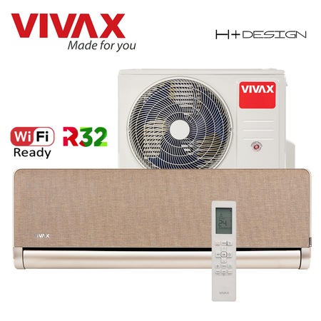 Aer Conditionat VIVAX ACP-12CH35AEHI Gold H+ Design R32, Wi-Fi Ready, Inverter, 12000 BTU/h, Ionizator, Flux de aer 3D, I Feel, Filtrare Bio Hepa, Auto Swing, Functionare Silentioasa, ecran LCD