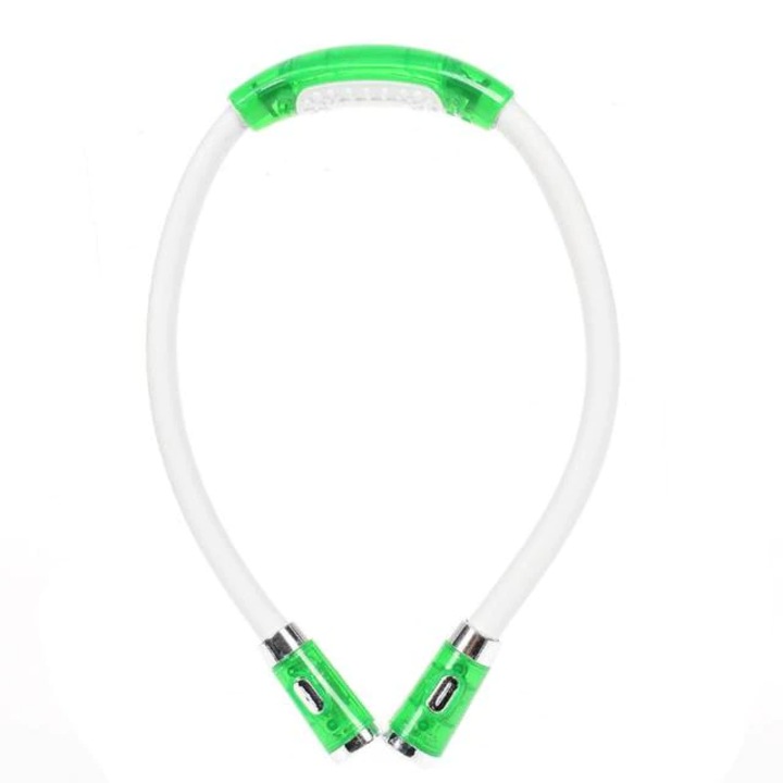 Lanterna flexibila SYNO, Prindere pe gat, 2 capete iluminare, Alb/Verde