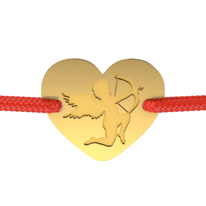 Гривна с шнур от жълто злато модел Стрелата на Купидон