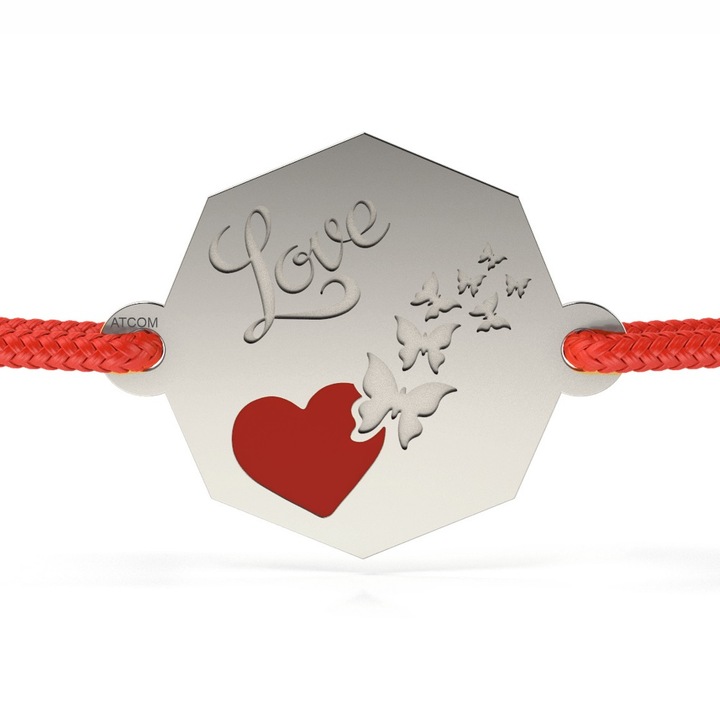 Bratara din aur alb cu snur model Butterflies From my Heart