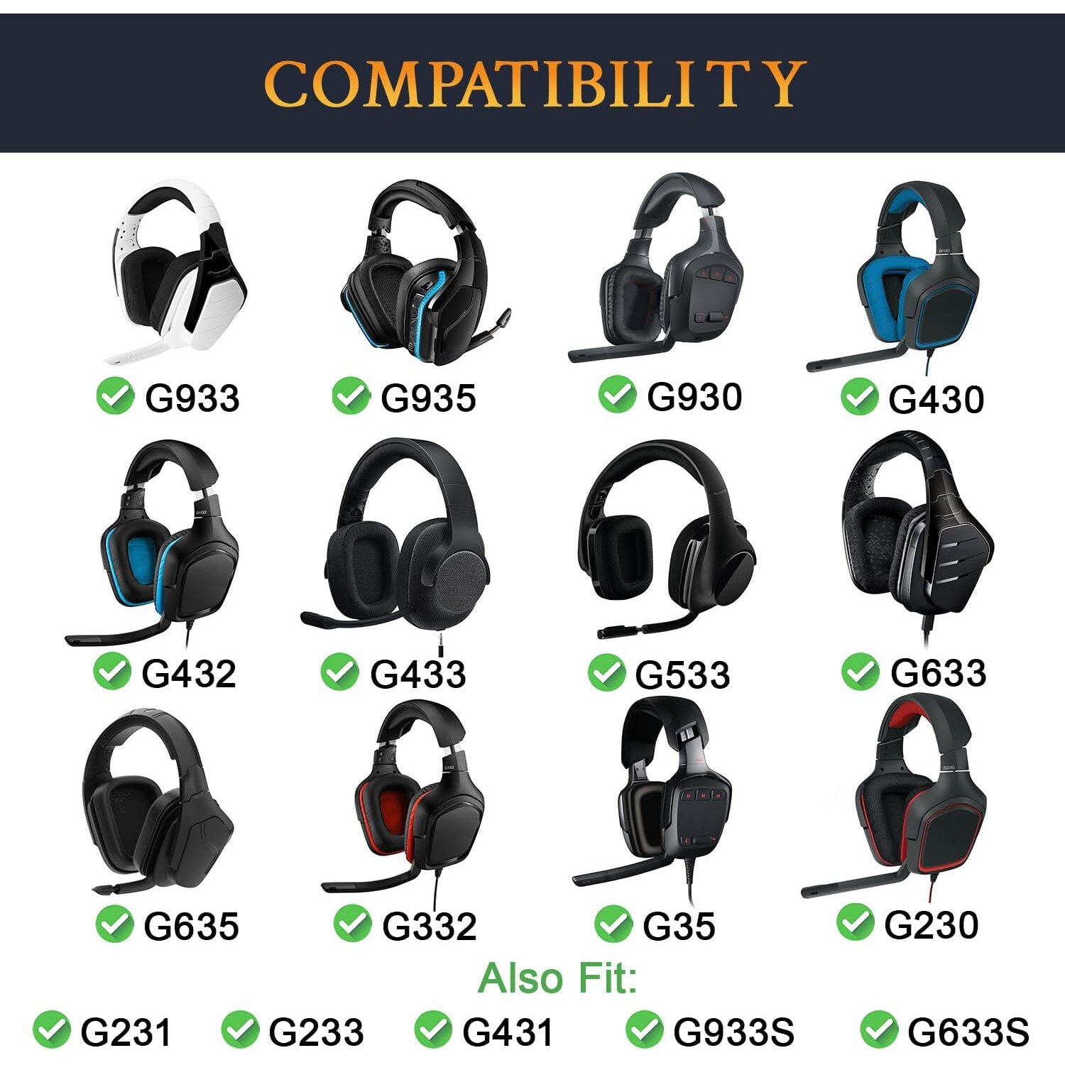 Set 2 bureti PadForce pentru casti Logitech G633, G633S, G635