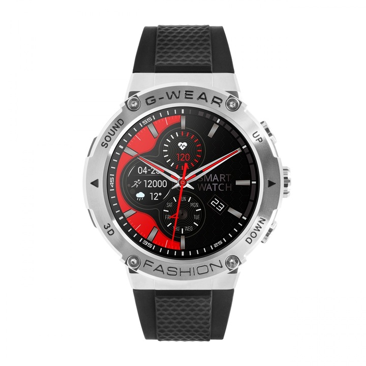 Ceas Smartwatch Watchmark barbati G-Wear Negru 1.32 inch, Silicon