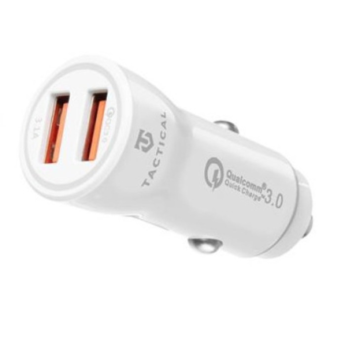Tactical YSL-399 2xUSB szivargyújtós töltőadapter fehér gyári (QC 3.0, 3.1A)