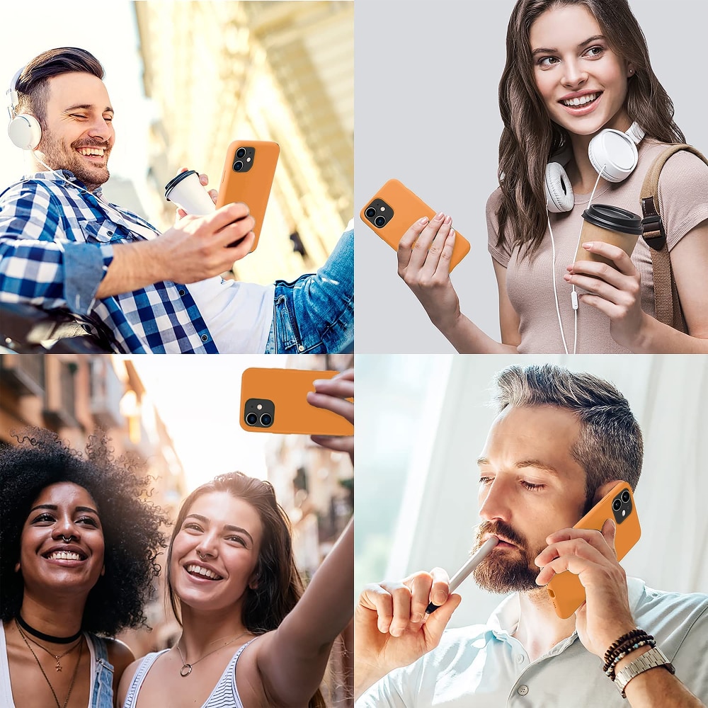 Husa CASEY STUDIOS™ compatibila cu iPhone 12 Mini, Soft Silicone Premium, Microfibra in Interior, Nectarine, de Protectie, Ultra Slim, pentru Incarcare Wireless, Margini Ridicate de Protectia Ecranului si a Camerelor