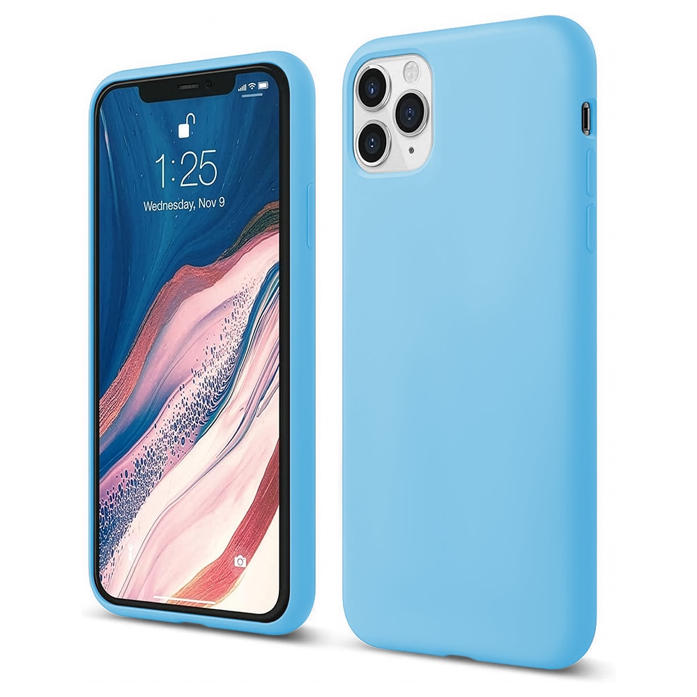 Husa CASEY STUDIOS™ compatibila cu iPhone 11 Pro Max, Soft Silicone Premium, Microfibra in Interior, Cadet Blue, de Protectie, Ultra Slim, pentru Incarcare Wireless, Margini Ridicate de Protectia Ecranului si a Camerelor