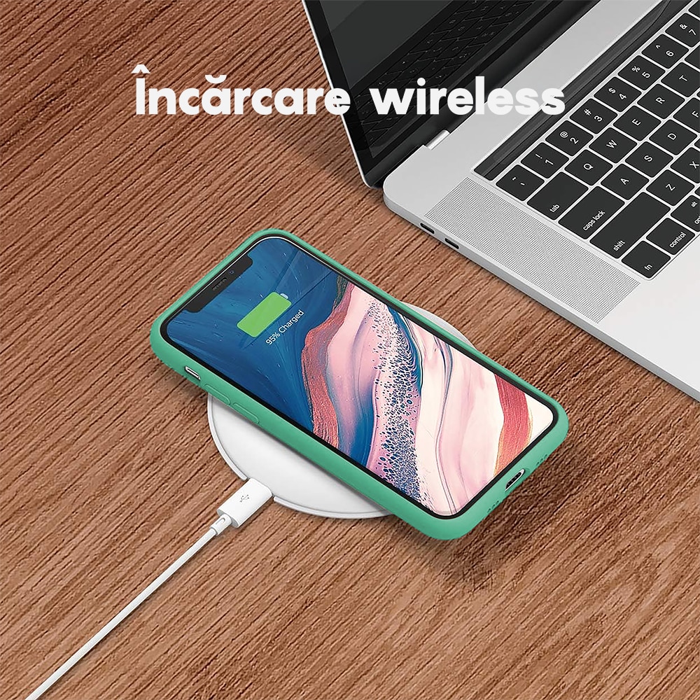 Husa CASEY STUDIOS™ compatibila cu iPhone XS Max, Soft Silicone Premium, Microfibra in Interior, Webster Green, de Protectie, Ultra Slim, pentru Incarcare Wireless, Margini Ridicate de Protectia Ecranului si a Camerelor