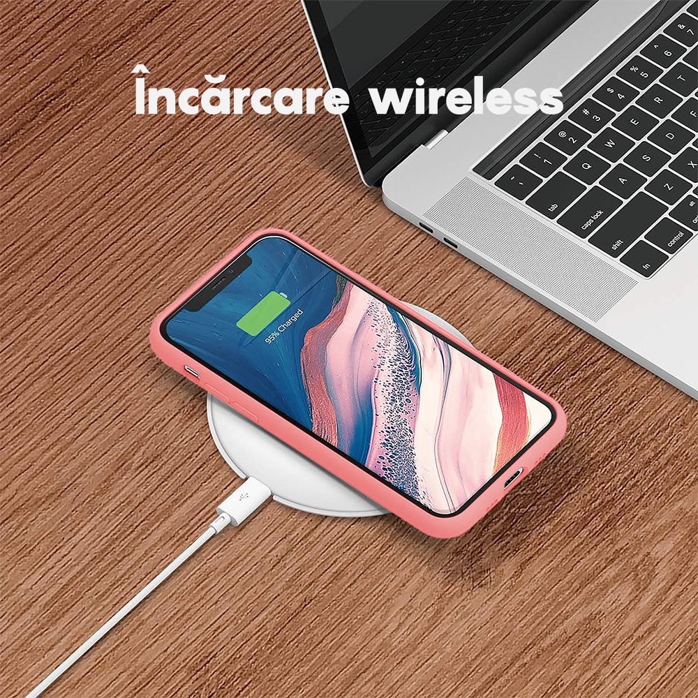 Husa CASEY STUDIOS™ compatibila cu iPhone 7 / 8 / SE 2 / SE 2020 / SE 3 2022, Soft Silicone Premium, Microfibra in Interior, Roz, de Protectie, Ultra Slim, pentru Incarcare Wireless, Margini Ridicate de Protectia Ecranului si a Camerelor