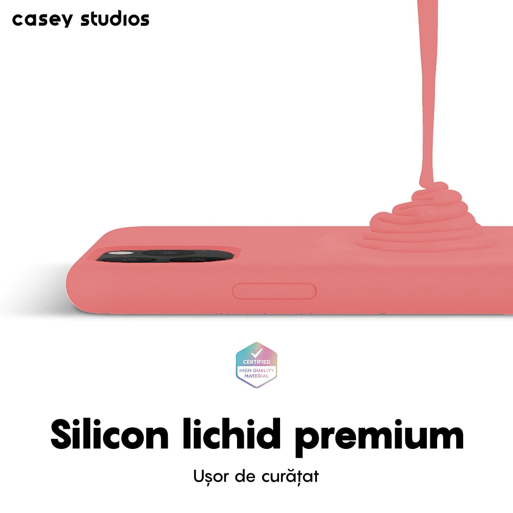 Husa CASEY STUDIOS™ pentru Apple iPhone 11 Pro, Soft Silicone Premium, Microfibra in Interior, Roz, de Protectie, Ultra Slim, pentru Incarcare Wireless, Margini Ridicate pentru Protectia Ecranului si a Camerelor