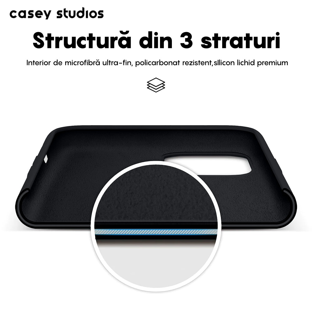 Husa CASEY STUDIOS™ pentru Apple iPhone 11 Pro, Soft Silicone Premium, Microfibra in Interior, Negru, de Protectie, Ultra Slim, pentru Incarcare Wireless, Margini Ridicate pentru Protectia Ecranului si a Camerelor