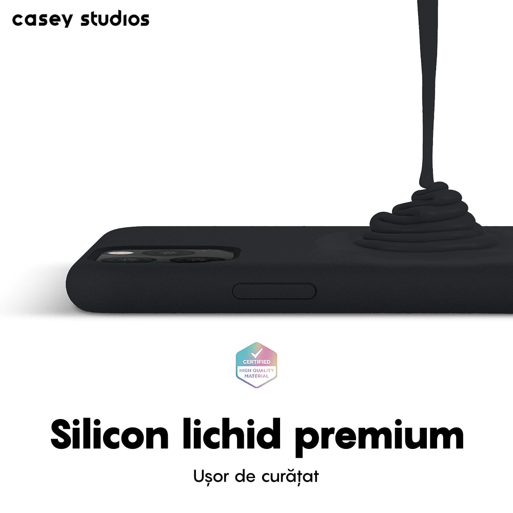 Husa CASEY STUDIOS™ pentru Apple iPhone 11 Pro, Soft Silicone Premium, Microfibra in Interior, Negru, de Protectie, Ultra Slim, pentru Incarcare Wireless, Margini Ridicate pentru Protectia Ecranului si a Camerelor