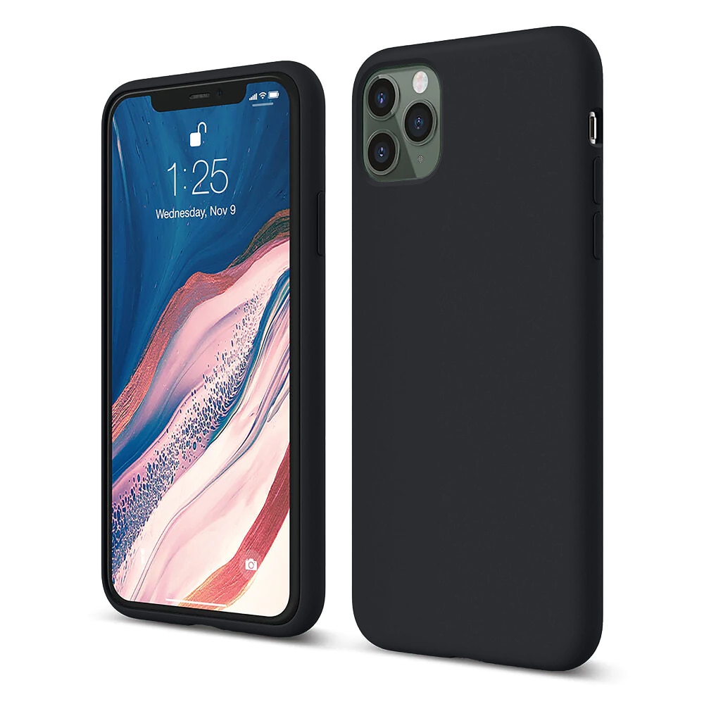 Husa CASEY STUDIOS™ pentru Apple iPhone 11 Pro, Soft Silicone Premium, Microfibra in Interior, Negru, de Protectie, Ultra Slim, pentru Incarcare Wireless, Margini Ridicate pentru Protectia Ecranului si a Camerelor