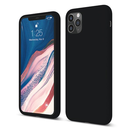 Husa CASEY STUDIOS™ pentru iPhone 11 Pro, Soft Silicone Premium, Microfibra in Interior, Negru, de Protectie, Ultra Slim, pentru Incarcare Wireless, Margini Ridicate pentru Protectia Ecranului si a Camerelor