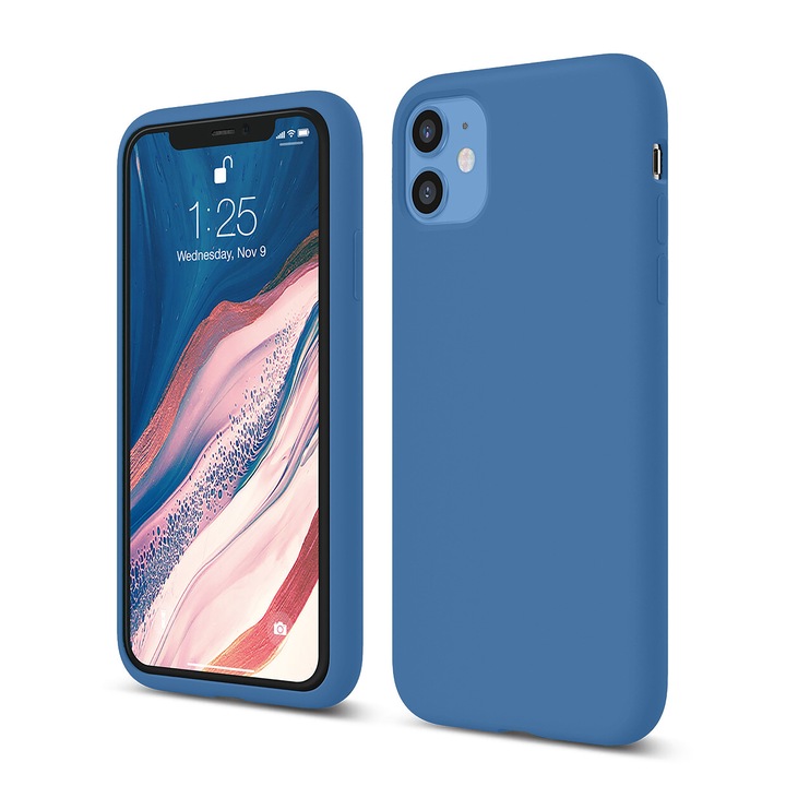 Casey Studios Premium puha szilikon tok iPhone 11 készülékhez, ultravékony, szilikon, mikroszálas belső, Aqua Blue