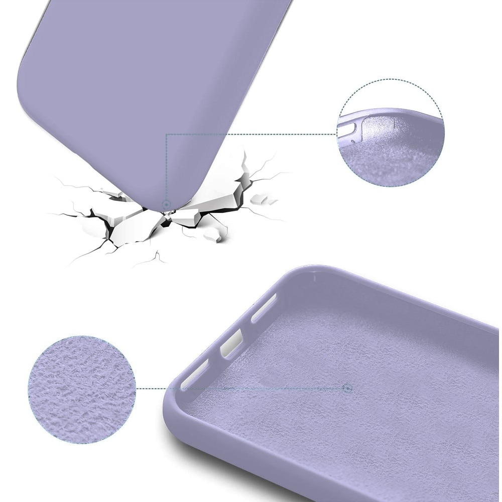 Husa CASEY STUDIOS™ compatibila cu iPhone 12 / 12 Pro, Soft Silicone Premium, Microfibra in Interior, Light Lilac, de Protectie, Ultra Slim, pentru Incarcare Wireless, Margini Ridicate de Protectia Ecranului si a Camerelor