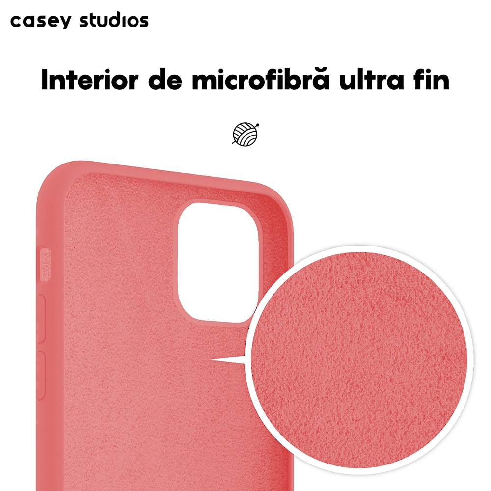 Husa CASEY STUDIOS™ pentru Apple iPhone 11 Pro, Soft Silicone Premium, Microfibra in Interior, Roz, de Protectie, Ultra Slim, pentru Incarcare Wireless, Margini Ridicate pentru Protectia Ecranului si a Camerelor