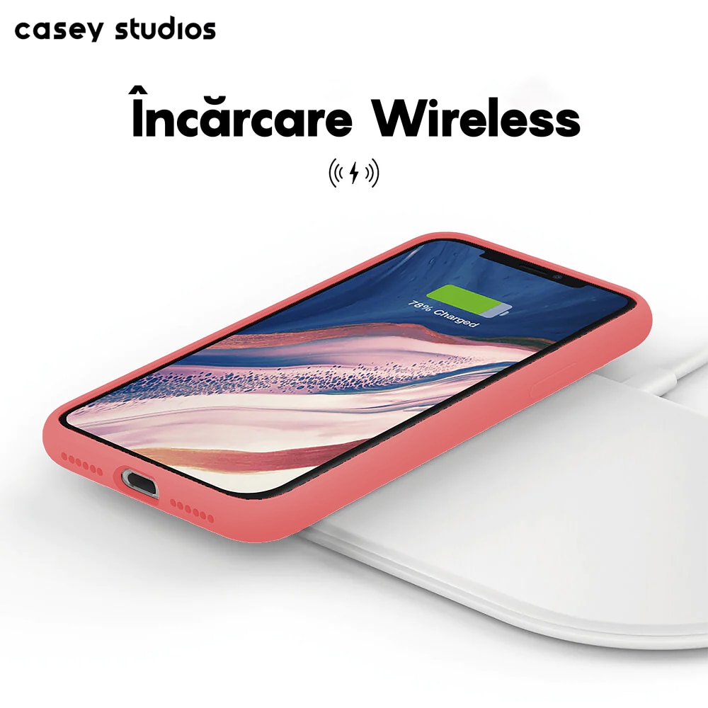 Husa CASEY STUDIOS™ pentru Apple iPhone 11 Pro, Soft Silicone Premium, Microfibra in Interior, Roz, de Protectie, Ultra Slim, pentru Incarcare Wireless, Margini Ridicate pentru Protectia Ecranului si a Camerelor
