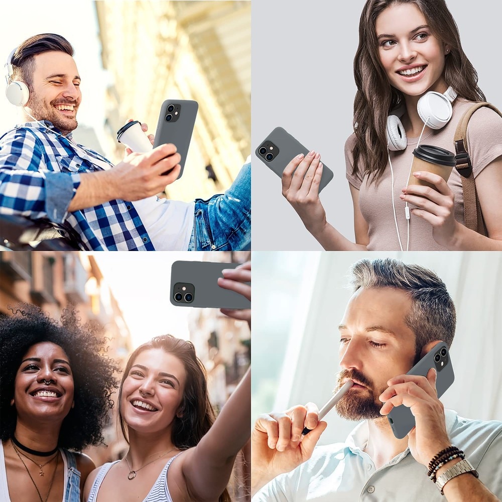 Husa CASEY STUDIOS™ pentru Apple iPhone 12 Mini, Soft Silicone Premium, Microfibra in Interior, Dark Gray, de Protectie, Ultra Slim, pentru Incarcare Wireless, Margini Ridicate pentru Protectia Ecranului si a Camerelor