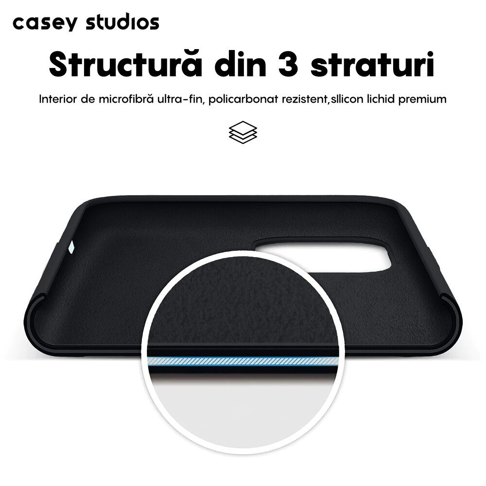 Husa CASEY STUDIOS™ pentru Apple iPhone 11, Soft Silicone Premium, Microfibra in Interior, Negru, de Protectie, Ultra Slim, pentru Incarcare Wireless, Margini Ridicate pentru Protectia Ecranului si a Camerelor