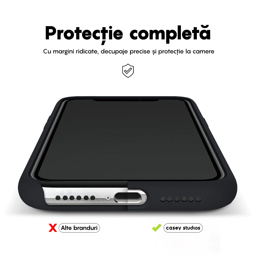 Husa CASEY STUDIOS™ pentru Apple iPhone 11 Pro, Soft Silicone Premium, Microfibra in Interior, Negru, de Protectie, Ultra Slim, pentru Incarcare Wireless, Margini Ridicate pentru Protectia Ecranului si a Camerelor