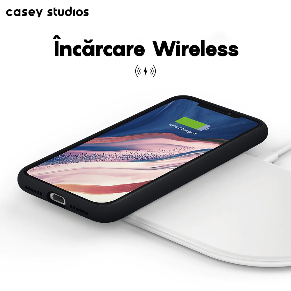 Husa CASEY STUDIOS™ pentru Apple iPhone 11 Pro, Soft Silicone Premium, Microfibra in Interior, Negru, de Protectie, Ultra Slim, pentru Incarcare Wireless, Margini Ridicate pentru Protectia Ecranului si a Camerelor