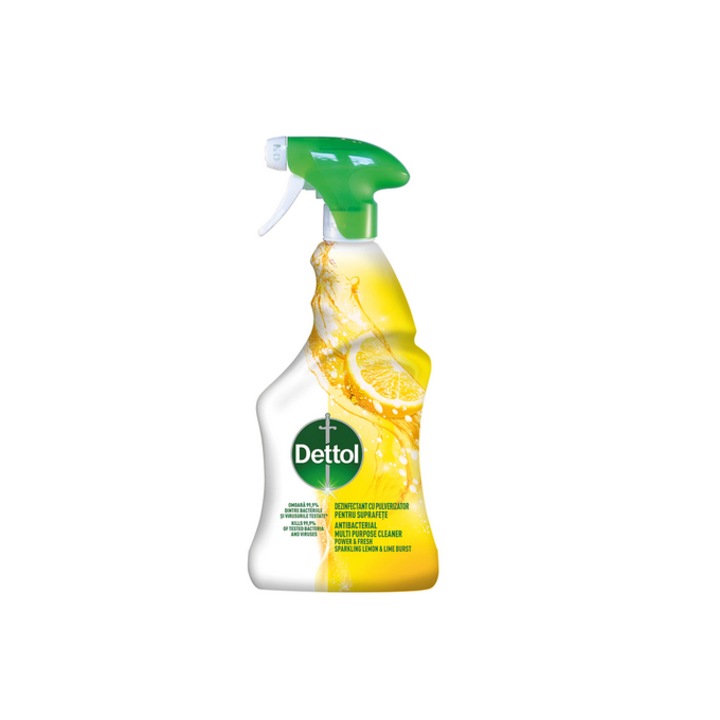 Мултифункционален дезинфектант Dettol Power & Fresh, Sparkling Lemon & Lime Burst, 500 ml
