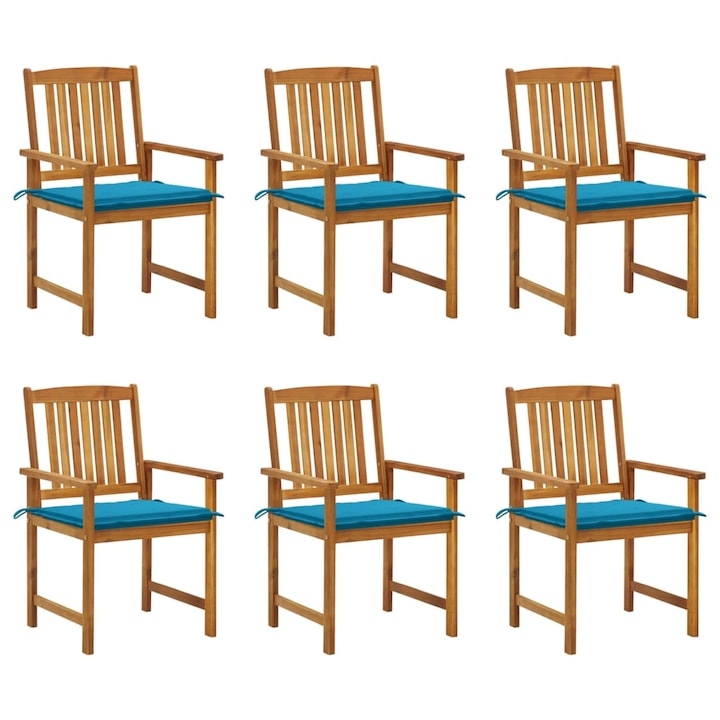 vidaXL 6 db tömör akácfa kerti szék párnákkal 3078155