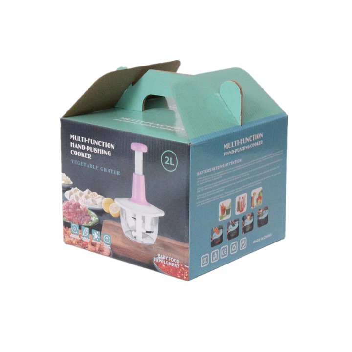 Masina tocat manuala, Inox/Plastic, 16x16x10 cm, 2L, Roz