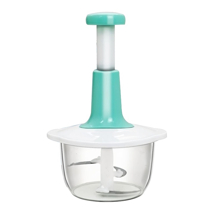 Masina tocat manuala, Inox/Plastic, 16x16x10 cm, 2L, Albastru