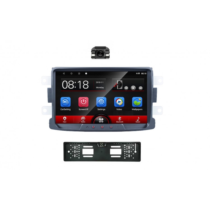 Dvd Player Auto Dedicat, Dacia, Bluetooth, Android, Ecran Tactil Si Camera Video Auto Discreta, Hd, 8 Mp, 140 Grade, Camera Auto Numar Marsalier