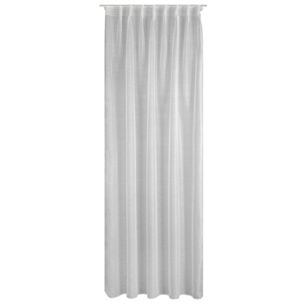 Eurofirany Belissa Gordijn, wit transparant met horizontale regenstructuur en plooiband, ook voor plafondrail/gordijnrail - 1 stuk, doorzichtig, licht, chique, klassiek, elegant, 300 x 300 cm
