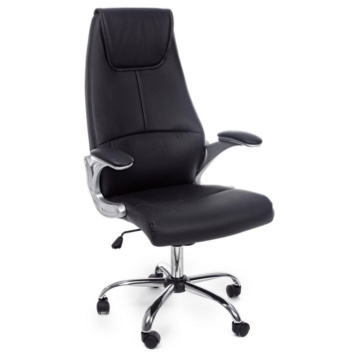 Scaun birou negru argintiu Camberra 55x61x118/128h