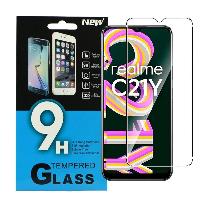 Realme C21Y / C25Y kompatibilis üvegfólia, előlapi, edzett